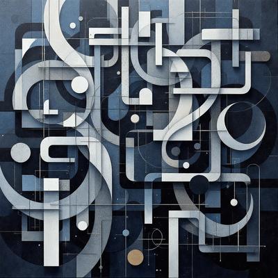 The primary subject of the image is a large, intricate, and abstract artwork featuring a mix of black and white colors. The setting is a blue background, which adds to the overall atmosphere of the piece. The visual style of the artwork is a combination of digital art and illustration, creating a unique and captivating design. The colors and mood of the artwork are a mix of contrasting and complementary tones, making it an eye-catching and thought-provoking piece of art.